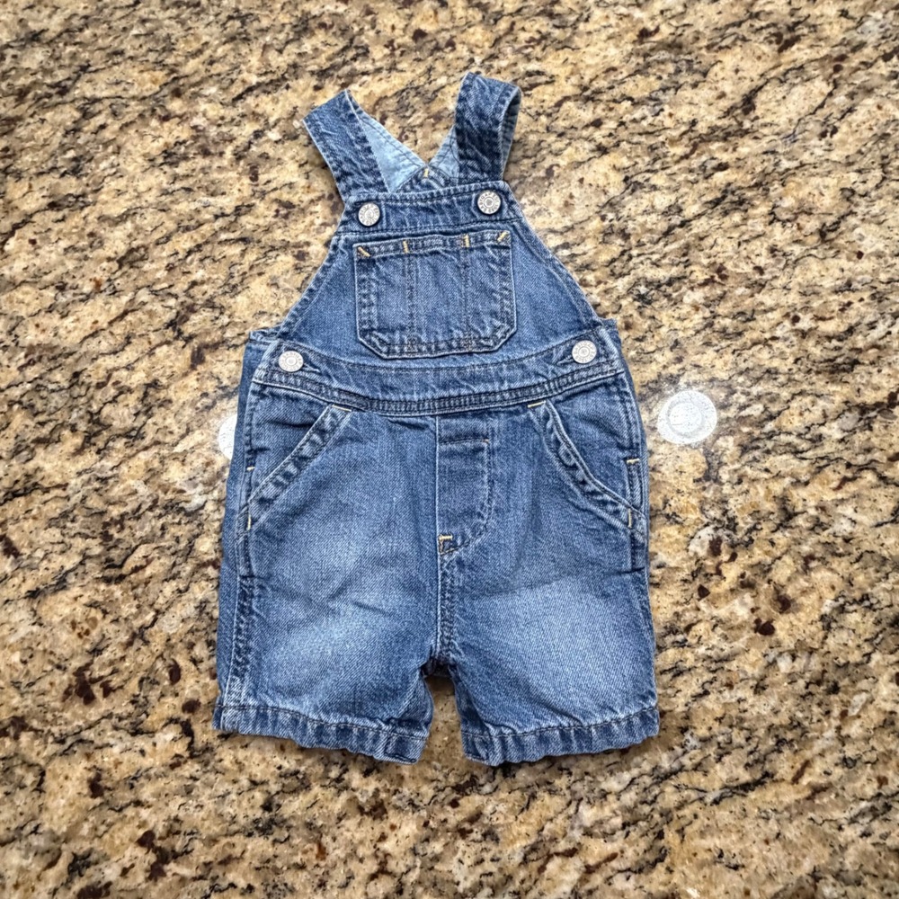 Gap Baby Denim Shortalls Medium Wash Blue‎ Overalls 3-6 Months Gap For Good